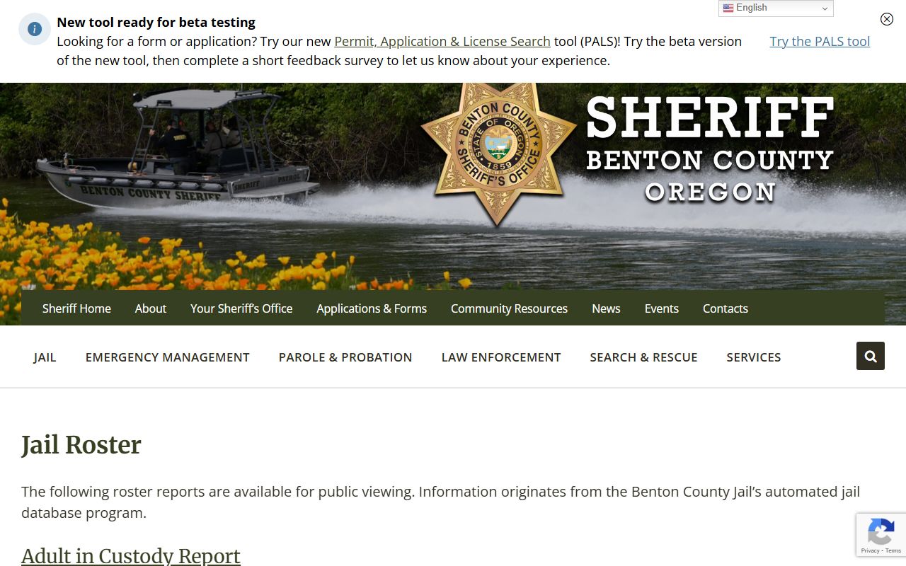 Benton County release list showing recent jail releases and booking records