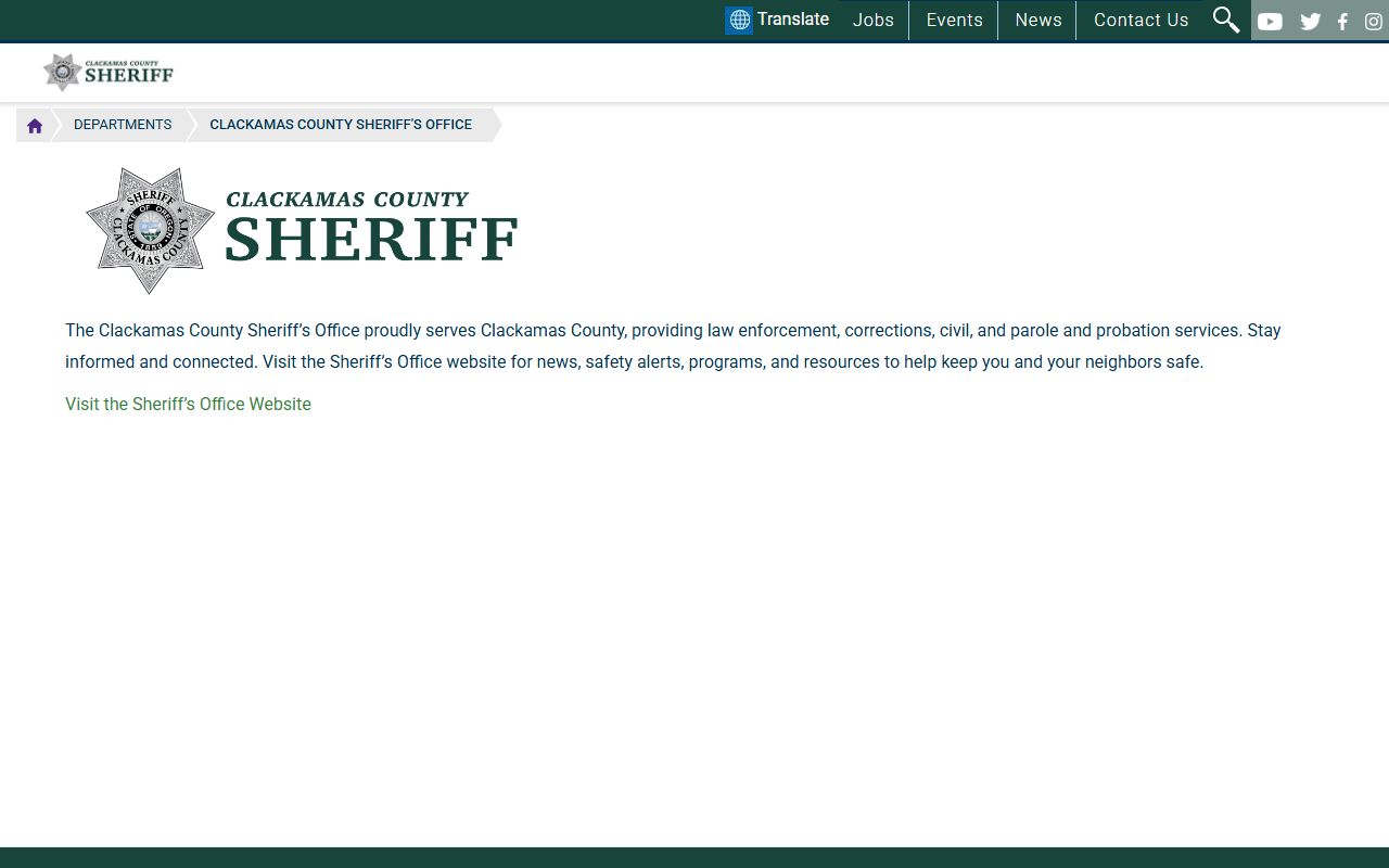 Clackamas County Sheriff's Office website for busted mugshots and booking records