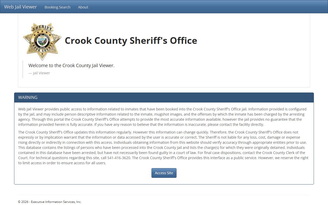 Crook County web jail viewer for searching busted mugshots and booking records