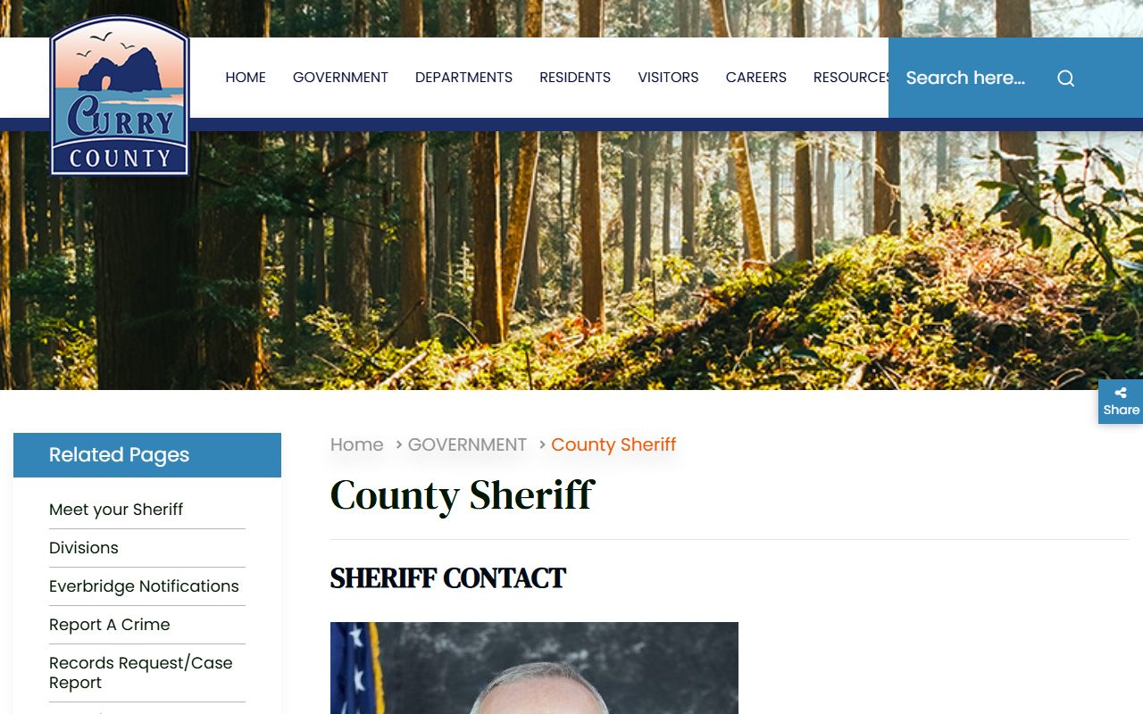 Curry County Sheriff website for arrest records and booking data in Gold Beach Oregon