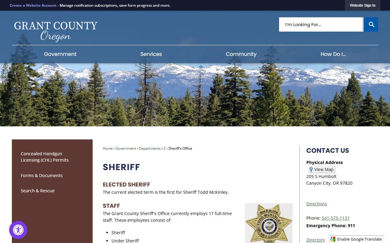 Grant County Sheriff website for busted mugshots and arrest information