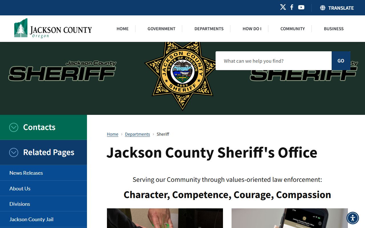 Jackson County Sheriff's Office website for Jackson County busted mugshots and booking records